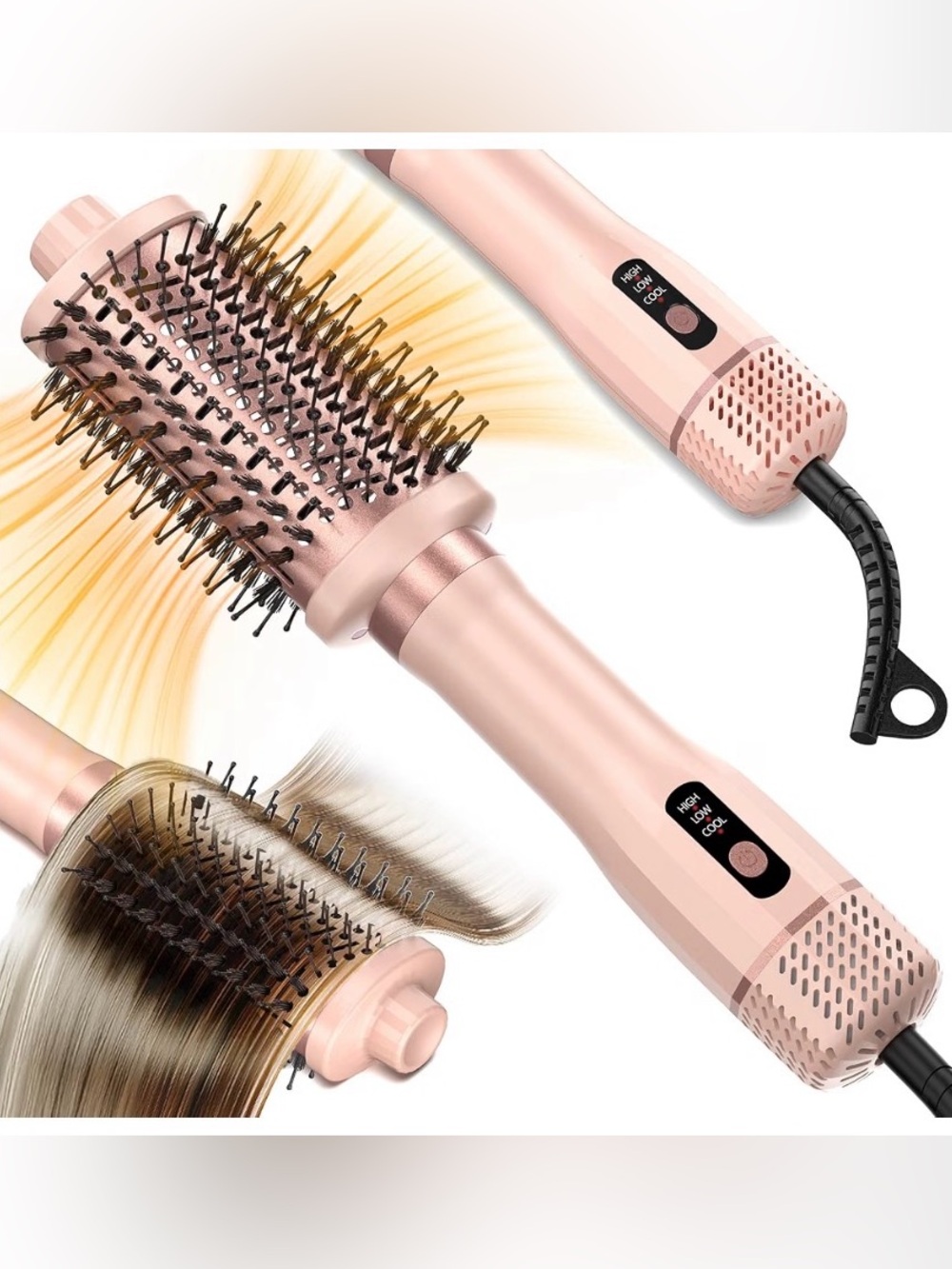 Pink 3-in-1 Hair Straightener Waves Curling Iron Blow Dryer #020